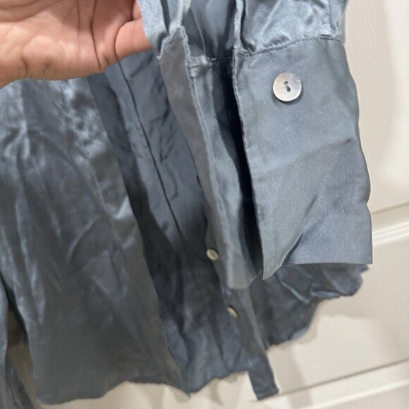 Sylvia Heisel Womens 100% Silk Blouse Size 4 Blue Button-Up  Sleeve - Picture 5 of 9
